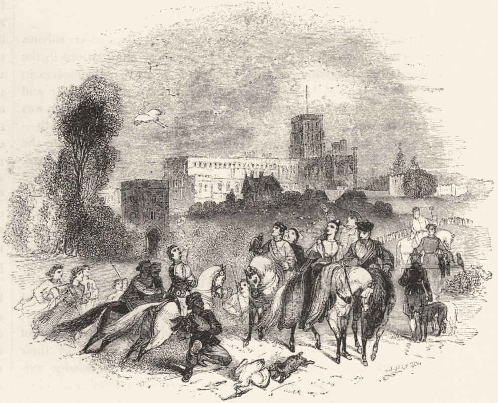 HERTS. St Alban's Hawking Party 1845 old antique vintage print picture